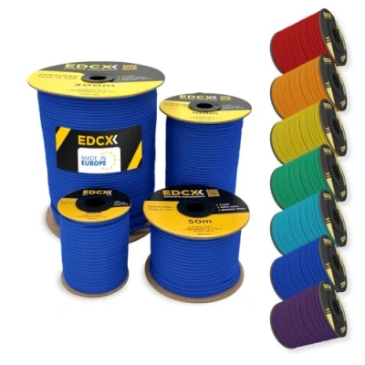 Afbeelding van EDCX 4mm Nylon Paracord 550 30m (100 voet) Type III, 100% Touw, 7 Strand Touw in Effen Kleuren (Blue, 30 m)