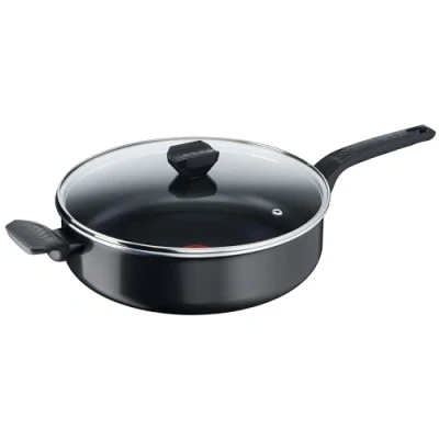 Afbeelding van Tefal B55537 Easy Cook &amp; Clean stoofpan 28 cm incl. glazen deksel anti aanbaklaag veilig thermosignaal diffusie pannenbodem gezond koken zwart