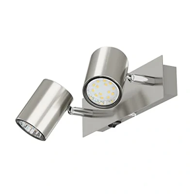Afbeelding van ledscom.de Wandlamp WAIKA, twee vlammig, met schakelaar, mat chroom, incl. LED GU10 lampen elk 227lm warm wit
