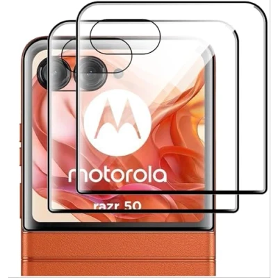 Afbeelding van GIOPUEY 2 stuks schermbeschermer compatibel met Motorola Razr 50, hoog doorlatend glas, krasbestendig, hoesvriendelijk, oliebestendig, gehard glas voor 50