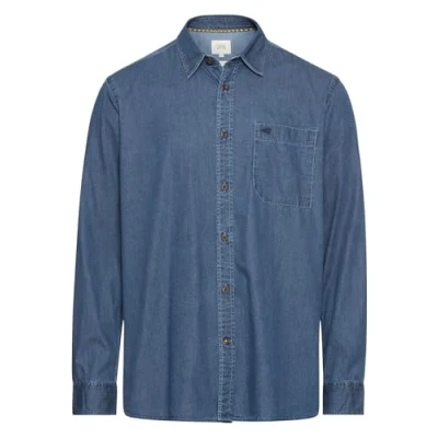 Afbeelding van camel active Lange mouw shirt in denimlook Maat menswear L Nachtblauw