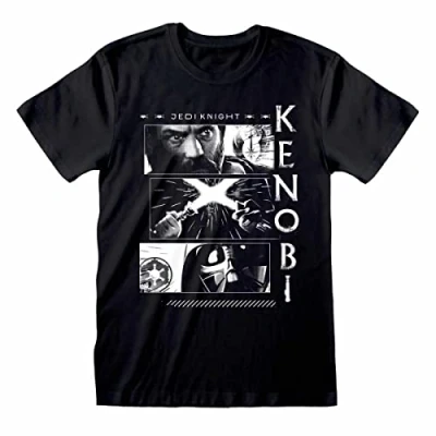 Afbeelding van Henry Tiger STAR WARS OBI WAN Kenobi VS Vader Tshirt print, Heren, Maat: Large, Black