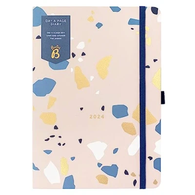 Afbeelding van Busy B Dagboek van januari tot december 2024 A5 Terrazzo Dagplanner met gelinieerde pagina&#039;s, notities en jaarplanner