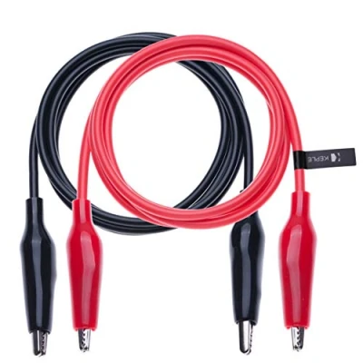 Afbeelding van Krokodilklemmen Elektrisch geïsoleerde draad Multimeter Meetsnoeren Krokodillenklembeugels Dubbelzijdige spanningsmeetkabel (0,5 meter/rood en zwart)