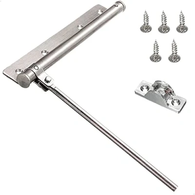 Afbeelding van deursluiter, stang roestvrij staal, instelbare kracht, opbouw, gemonteerd, automatisch sluiten, kernzuildiameter 7 mm, sterk en robuust, lichte deursluiter.
