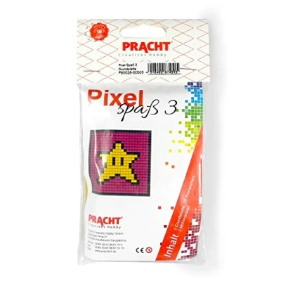 Afbeelding van Pixel P90028 00505 Leuke knutselset ster voor kinderen, kleine pixelafbeelding op grondplaat, eenvoudig insteeksysteem met steentjes van bioplastic, zonder strijken en lijmen
