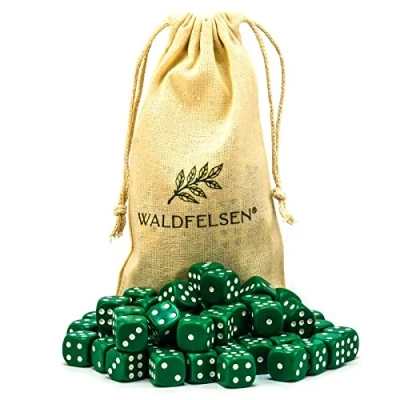 Afbeelding van Waldfelsen ®, 6, 12, 20, 30 of 50 hoogwaardige dobbelstenen van standaardformaat, acryl dobbelstenen, speeldobbelstenen, 6 zijdig zeszijdig speelaccessoireset met