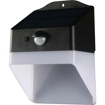 Afbeelding van V TAC VT 422 W Solarlampen Solar Wandlampen Sensor IP65 Zwart+wit 2 Watts 200 Lumen 4000K