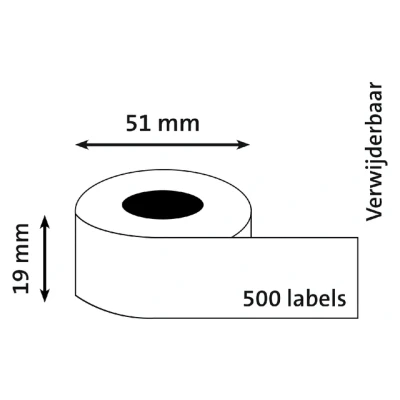 Afbeelding van Dymo label 500 pcs 5,1cm x 1,9 cm blanche auto adhésif S0722550