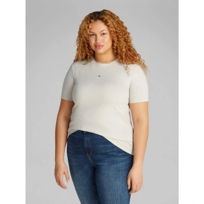 Afbeelding van Calvin Klein Jeans PLUS Label Regular TEE Tshirt basic, Dames, Maat: 3XL, Chalk