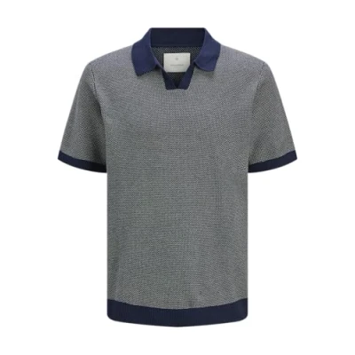 Afbeelding van JACK&amp;JONES JPRCCEASTON KNIT SPLIT NECK SS SN Heren Gebreide polo Naval Academy