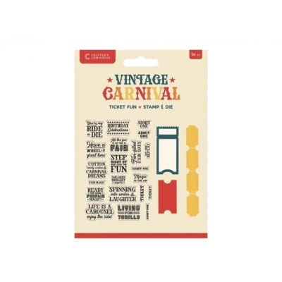 Afbeelding van CC Vintage Carnival Clearstamp/Snijmal Ticket Fun