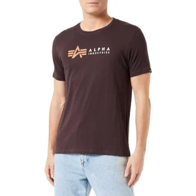 Afbeelding van Alpha Industries Label Tshirt print, Heren, Maat: XL, Hunter brown