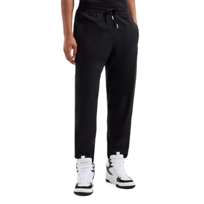 Afbeelding van Emporio Armani Katoenen joggingbroek voor heren met verticale logo tape, zwart, M