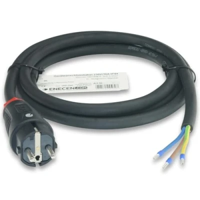 Afbeelding van ENECEN 1182203 aansluitkabel 230V/16A IP44 rubber H07RN F 3x2,5 mm² met massief rubberen stekker/vrij uiteinde 3m