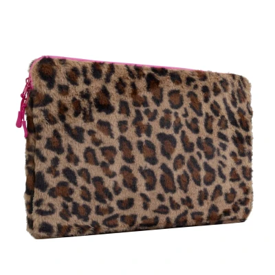 Afbeelding van Fluffy Laptop Hoes Laptopsleeve 14 Inch / 13.3 13.6 14.2 13 Faux Fur Leopard Pink imoshion
