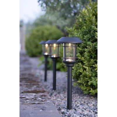 Afbeelding van RTM Lighting Solar Priklamp Zwart Set van 3 34CM Zonne Energie
