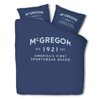 Afbeelding van Dekbedovertrek McGregor Boston Eenpersoons (140x240 cm) Navy Katoen Dessin: Tekst Dekbed Discounter.nl
