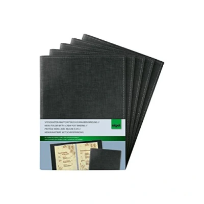 Afbeelding van SIGEL SM135/5 menumappen met schroefaansluiting, zwart, voor A5, onbedrukt, 5 stuks
