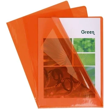 Afbeelding van Exacompta 661245E 100 stuks pvc kunststof dossierhoezen voor DIN A4 transparant glashelder oranje boven en zijkant open plastic hoes transparante kantoor mobiele organisatie