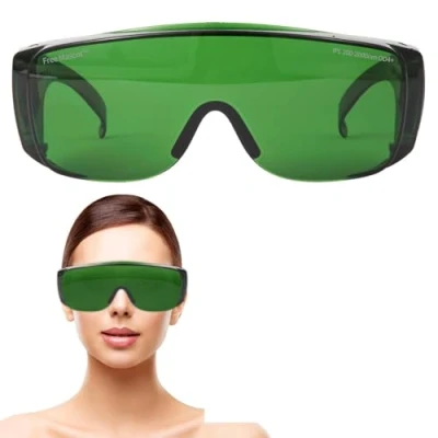 Afbeelding van FreeMascot IPL 200nm 2000nm laser oogbescherming bril voor looien, ontharing, rood licht therapie (groen)