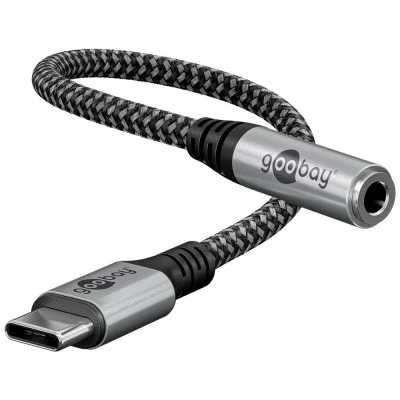 Afbeelding van Goobay USB C naar jack Adapter (USB Type C, 3,5 mm aansluiting), voor mobiel apparaat, Zwart