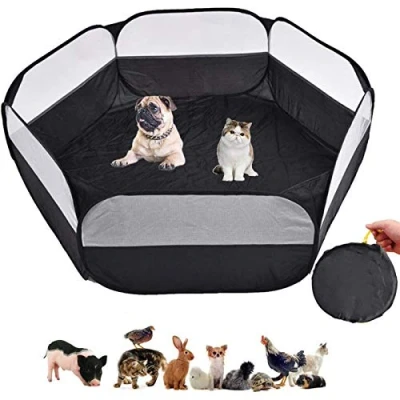 Afbeelding van Kleine dierenkooi, Huisdier box, speeltent, Binnen/buiten beddengoed hek, draagbare pen voor hamster, cavia, konijn/konijn, puppy, fret, rat, kat, chinchilla, baarddraak, egel (NOCOVER BLK)