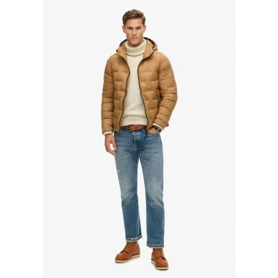 Afbeelding van Superdry Short Quilted Puffer Winterjas, Heren, Maat: Large, Dark tobacco brown
