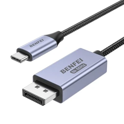Afbeelding van BENFEI bidirectionele USB C naar DisplayPort 1.4 1.8M kabel, ondersteuning 8K@60Hz 4K@240Hz (Thunderbolt 4 kabel) Niet voor draagbare monitor