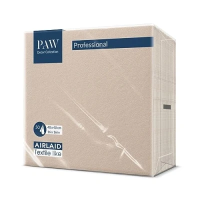Afbeelding van PAW Airlaid Servetten (40 x 40 cm) I 50 Stuks Bruiloft en Verjaardag Decoratie Ideaal voor Bruiloften, Communies, Recepties Elegant Tafeldecoratie Kleur: Monocolor beige