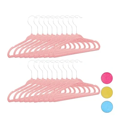 Afbeelding van Relaxdays kledinghangers kind 20 stuks babykledinghanger kunststof kledinghanger roze