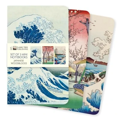 Afbeelding van Japanese Woodblocks Set of 3 Mini Notebooks: Unser beliebten Notizbücher im 3er Pack mit flexiblen, künstlerisch gestalteten Einbänden jeweils unterschiedlichen Motiven des Künstlers