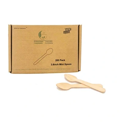 Afbeelding van Mini yoghurt houten lepels, kleine berkenhouten lepel voor het koken kruiden zout, honing lepel, koffie lepels roer (200 stuks)