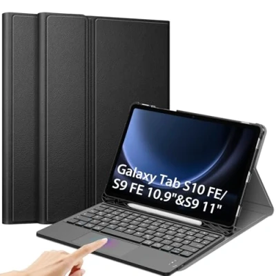 Afbeelding van Fintie Toetsenbordhoes voor Samsung Galaxy Tab S9 FE 10,9 inch/Tab 11 inch 2023 tablet, Duits toetsenbord met touchpad, magnetisch, afneembaar toetsenbord, cover, zwart