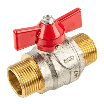Afbeelding van tecuro Kogelkraan, beide zijden buitendraad G 1/2 inch (DN 15) vleugelgreep, messing vernikkeld