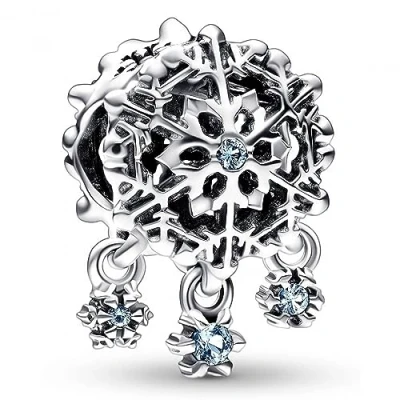 Afbeelding van Pandora 792367C01 Hangbedel Icy Snowflake Drop zilver kristal blauw