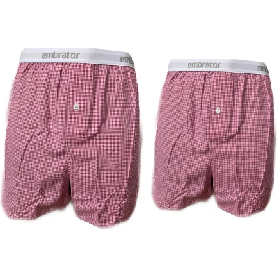 Afbeelding van Embrator 2 stuks mannen Boxershort geruit rood/wit XXL