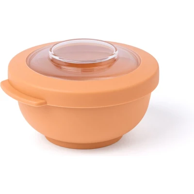 Afbeelding van Amuse Tylla Peach Snack Bowl Perfect Afsluitbare Snackdoosje Voor onderweg Vaatwas, magnetron, en diepvriesbestendig Oranje 200 ml