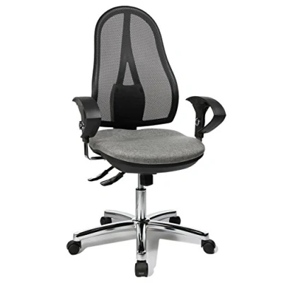 Afbeelding van Topstar Open Point SY Deluxe, Ergonomische Syncro Draaistoel, Bureaustoel, Incl. Armleuningen, In Hoogte Verstelbaar, Stof, Lichtgrijs, 48 x 109 cm