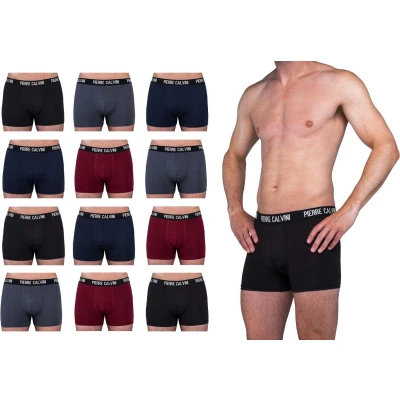 Afbeelding van Pierre Calvini Boxershort Heren Ondergoed 12 Stuks Maat S Donkere Kleuren Boxershorts Korte Pijp