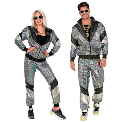 Afbeelding van Widmann Jaren 80 &amp; 90 Kostuum Spaceman Disco Bal Zwart, Zilver Medium Carnavalskleding Verkleedkleding