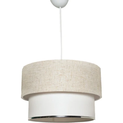 Afbeelding van Dubbele lampenkap Yolky D30cm Metaal Wit en Stof Crème Menzzo