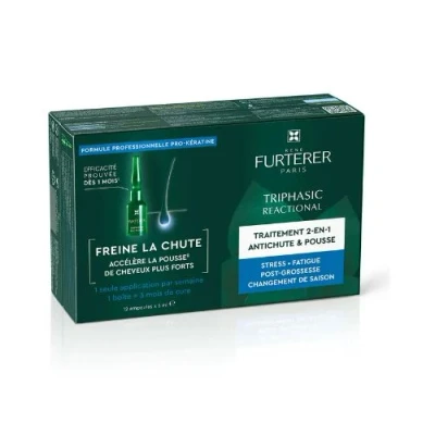 Afbeelding van Rene Furterer Triphasic Reactional Anti Hair Loss Ritual Serum 12x5ml Ampullen Occasionele Haaruitval 60ml
