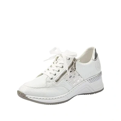 Afbeelding van Rieker Frühjahr/Sommer N4322 Low Top Sneakers voor dames, Witte Weiss Silber Argento 80 80, 39.5 EU