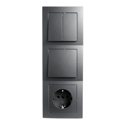 Afbeelding van MC Power Flair Wandstekkerdoos en schakelaarset, 3 wegs, 4 delig, antraciet, mat