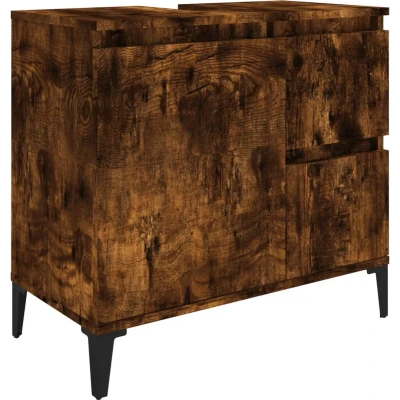 Afbeelding van vidaXL Badkamerkast 65x33x60 cm bewerkt hout gerookt eikenkleurig