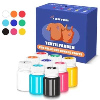 Afbeelding van Textielverf 7 Artists Machinewasbaar Set van 9x20ml Ideaal Voor Wasbare Kinderen Wasbaar Stoffen Kleuren
