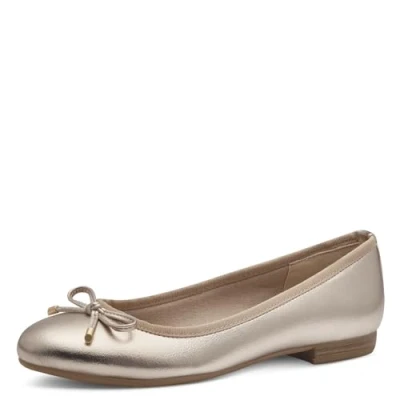 Afbeelding van Marco Tozzi Ballerina&#039;s, Dames, Maat: 39, Goudkleur Imitatieleer/ textiel
