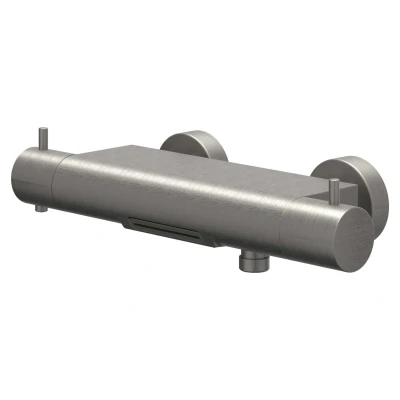 Afbeelding van IVY Bond opbouw badthermostaatkraan cooltouch cascade uitloop Geborsteld Metal Black PVD