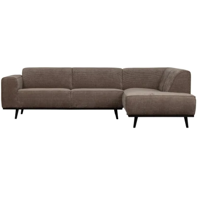 Afbeelding van Statement Hoekbank Rechts Brede Platte Rib Taupe